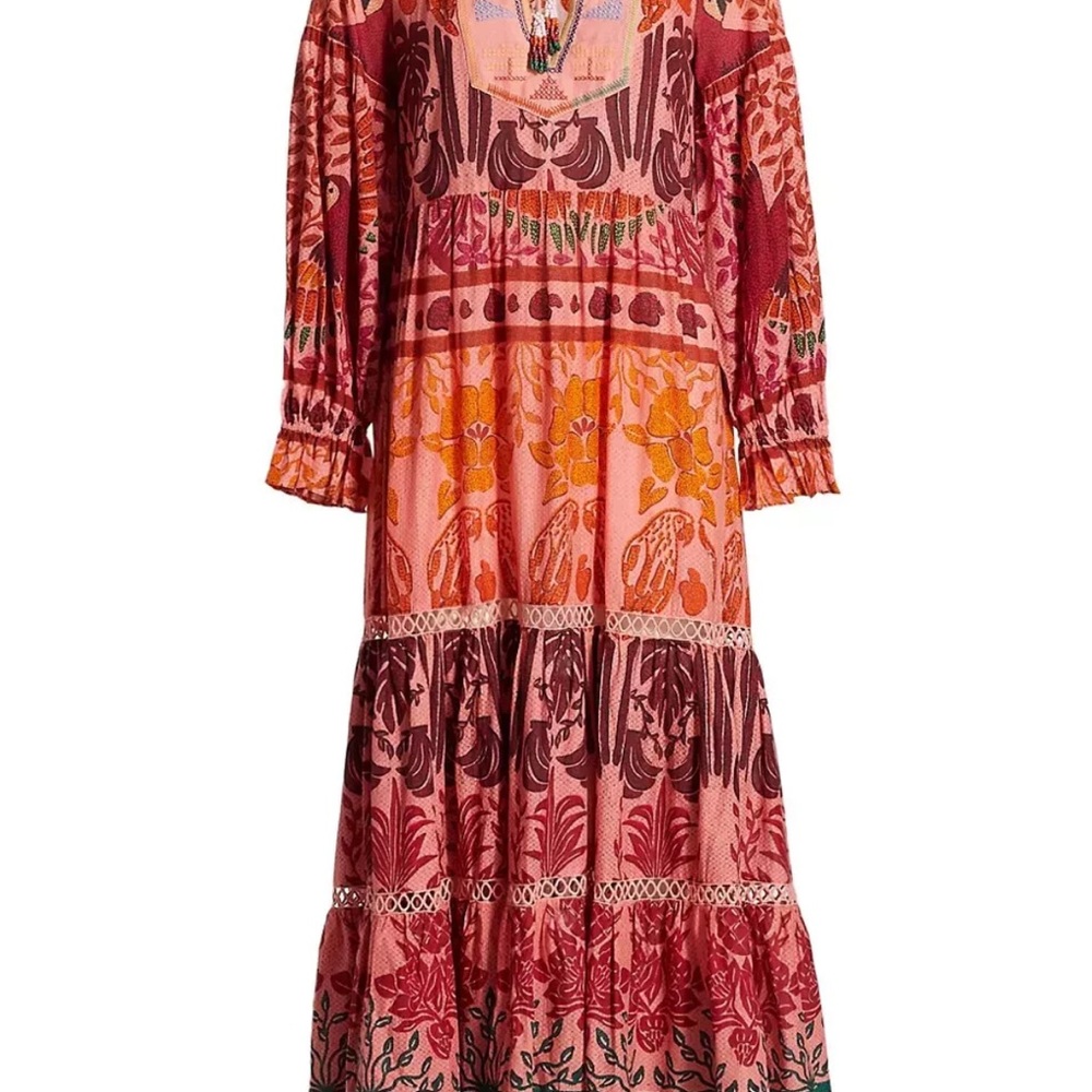 FARM Rio Pink and Red Ruffled Tiered Sundress - Picture 3 of 13